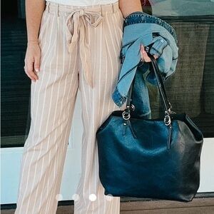 Striped Beige Women's Pants